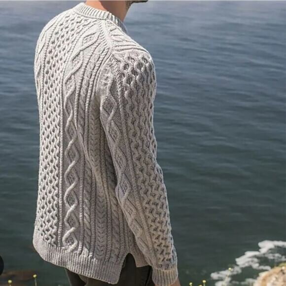 Outerknown Fishermans Gray Cable Knit Wool Blend Sweater - Picture 1 of 6